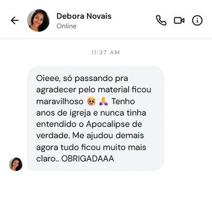 Depoimento: 'Tenho anos de igreja e nunca tinha entendido o Apocalipse de verdade. Me ajudou demais, agora tudo ficou muito mais claro'