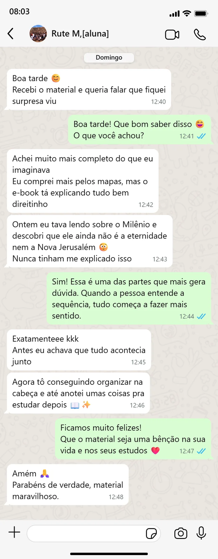 Depoimento de Rute sobre o ebook e os mapas do Apocalipse