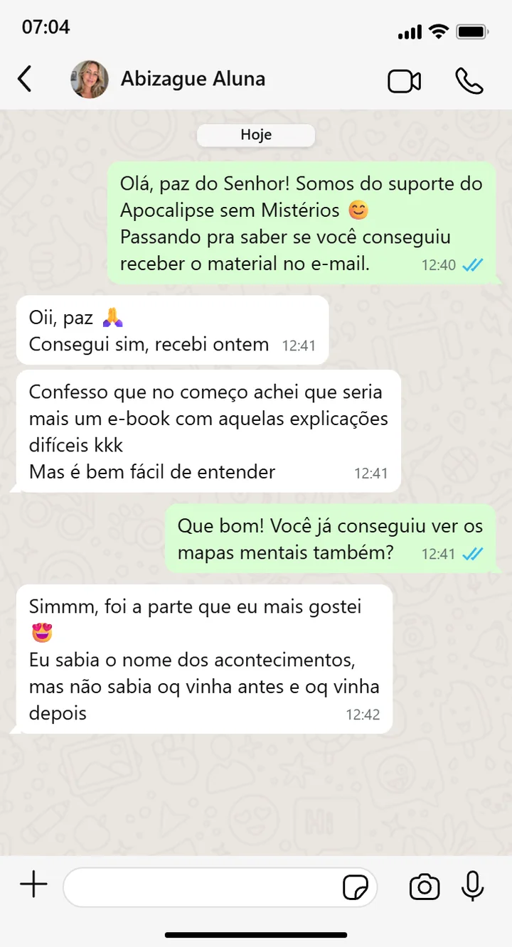 Depoimento de Abizague sobre a clareza do material